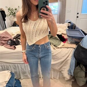 Zara Cream Knit Cropped Top